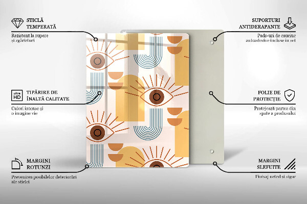 Steklena podloga za rezanje Boho vzorec oči