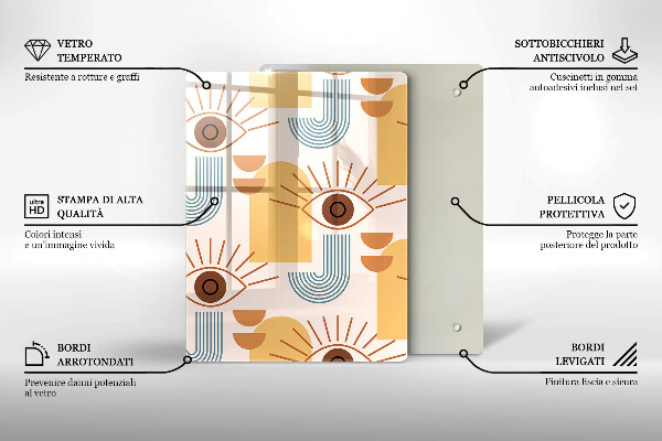 Steklena podloga za rezanje Boho vzorec oči