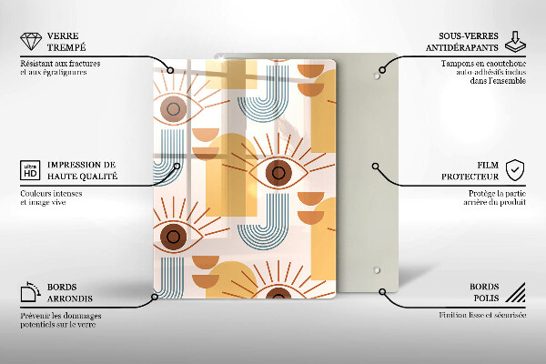 Steklena podloga za rezanje Boho vzorec oči