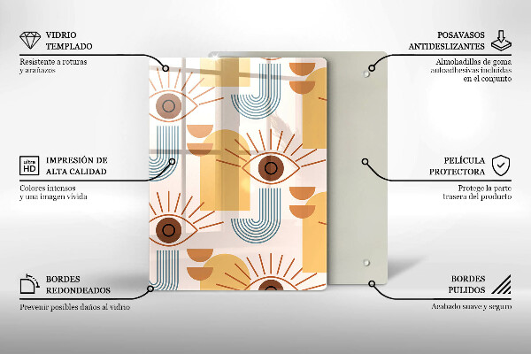 Steklena podloga za rezanje Boho vzorec oči