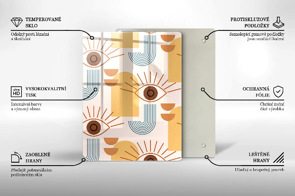 Steklena podloga za rezanje Boho vzorec oči