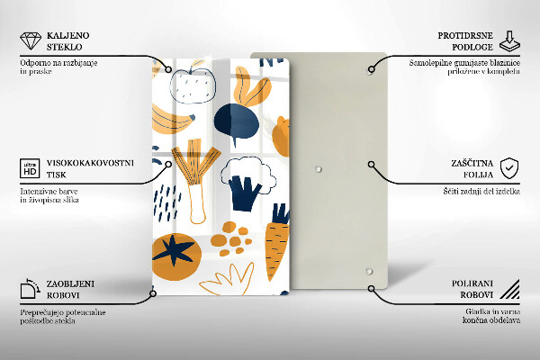 Steklena podloga za rezanje Ilustracija hrane