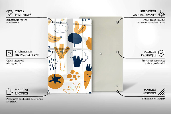 Steklena podloga za rezanje Ilustracija hrane