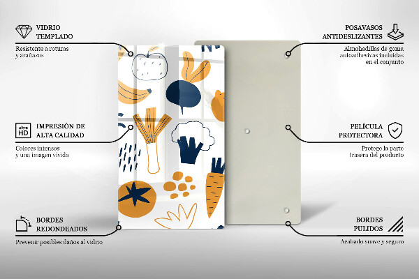 Steklena podloga za rezanje Ilustracija hrane