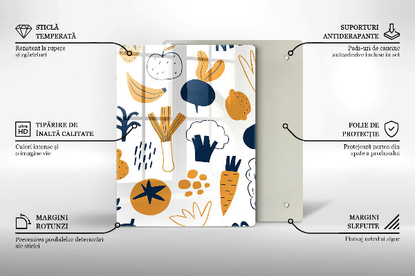 Steklena podloga za rezanje Ilustracija hrane