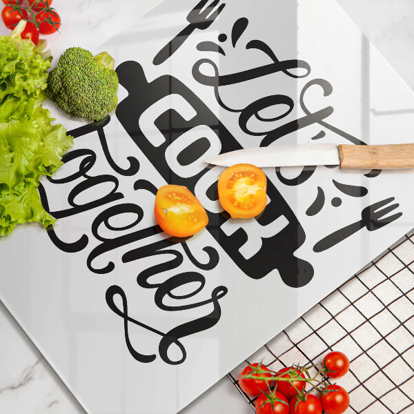 Steklena podloga za rezanje Let's cook together