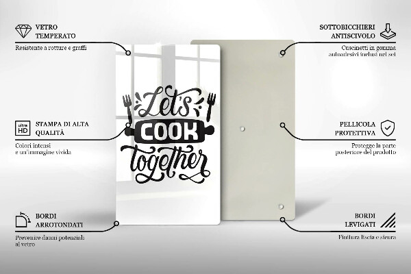 Steklena podloga za rezanje Let's cook together
