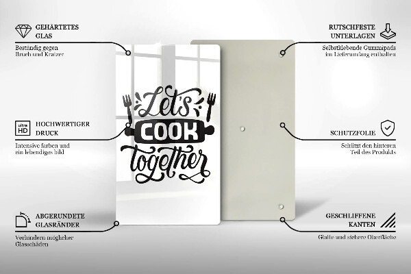 Steklena podloga za rezanje Let's cook together