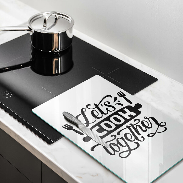 Steklena podloga za rezanje Let's cook together