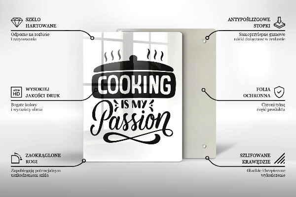 Steklena podloga za rezanje Cooking is my passion