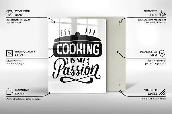 Steklena podloga za rezanje Cooking is my passion