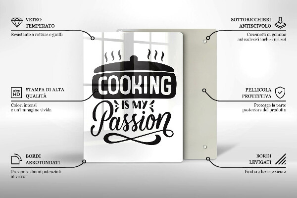Steklena podloga za rezanje Cooking is my passion