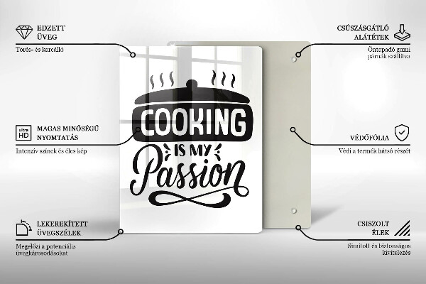 Steklena podloga za rezanje Cooking is my passion