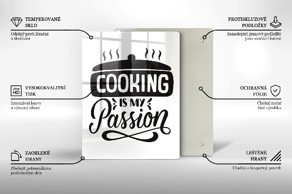 Steklena podloga za rezanje Cooking is my passion