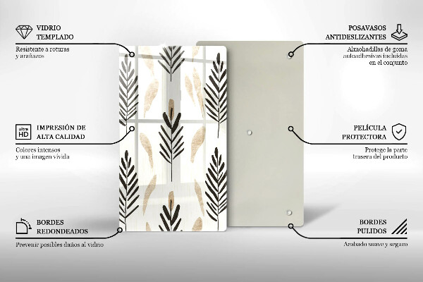 Steklena podloga za rezanje Boho rastline