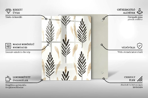 Steklena podloga za rezanje Boho rastline