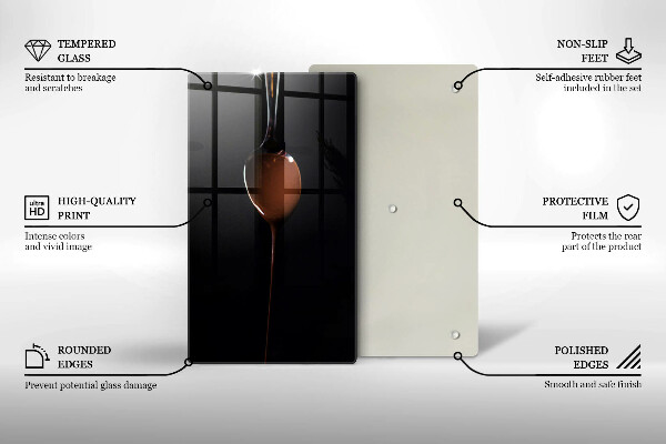 Steklena podloga za rezanje Žlička čokolade