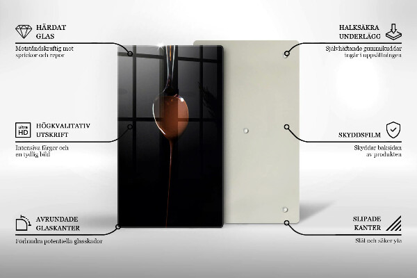 Steklena podloga za rezanje Žlička čokolade