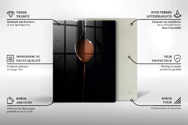 Steklena podloga za rezanje Žlička čokolade