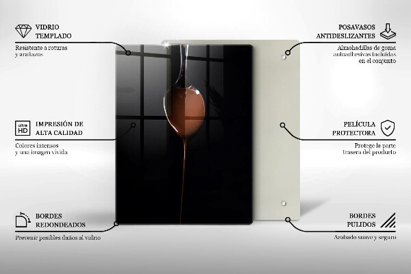 Steklena podloga za rezanje Žlička čokolade