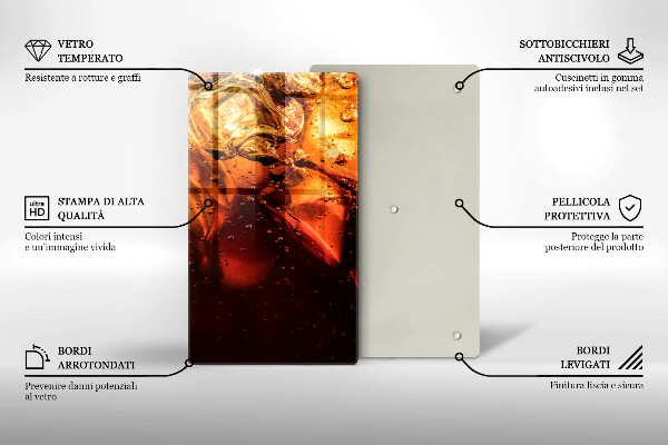 Steklena podloga za rezanje Cola pijača z ledom