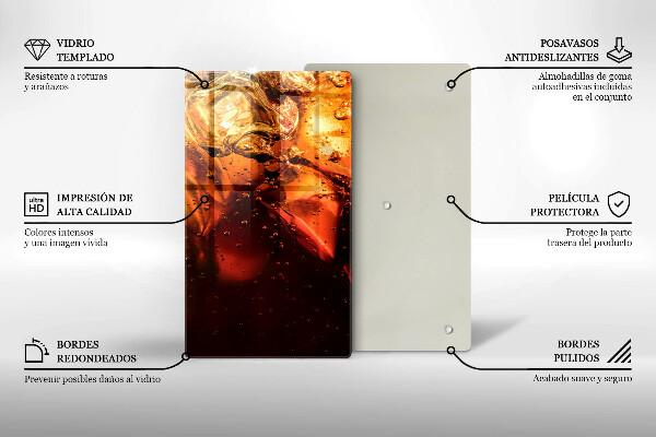 Steklena podloga za rezanje Cola pijača z ledom