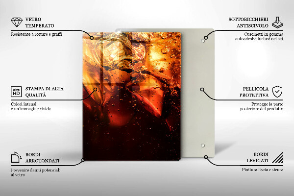 Steklena podloga za rezanje Cola pijača z ledom