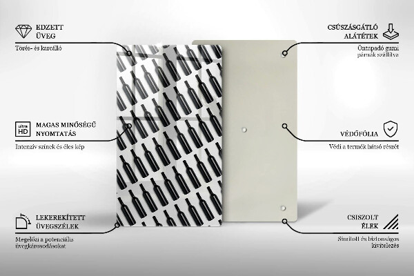 Steklena podloga za rezanje Steklenice črnega vina