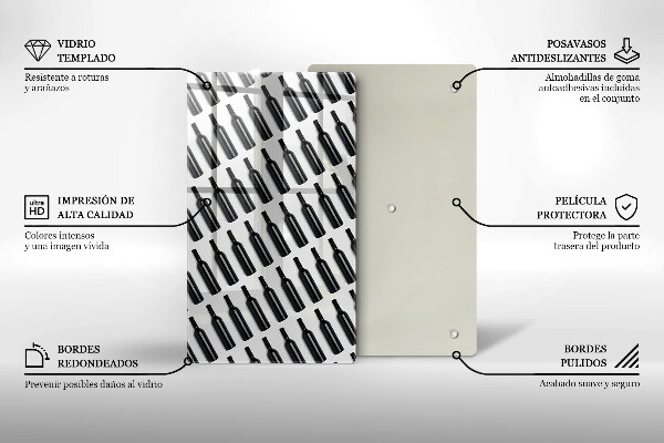 Steklena podloga za rezanje Steklenice črnega vina