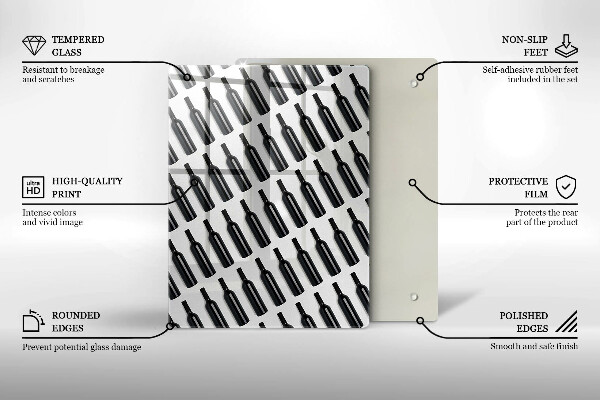 Steklena podloga za rezanje Steklenice črnega vina