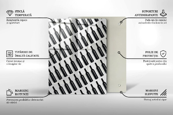 Steklena podloga za rezanje Steklenice črnega vina