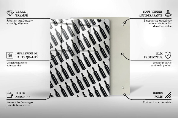 Steklena podloga za rezanje Steklenice črnega vina