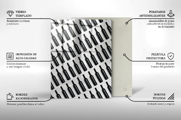 Steklena podloga za rezanje Steklenice črnega vina