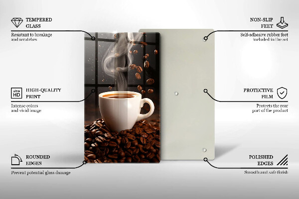 Steklena podloga za rezanje Vroča skodelica kave