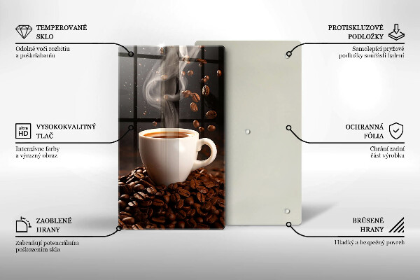 Steklena podloga za rezanje Vroča skodelica kave