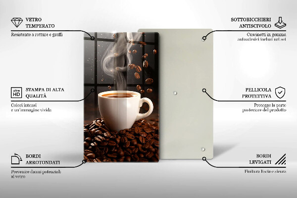 Steklena podloga za rezanje Vroča skodelica kave