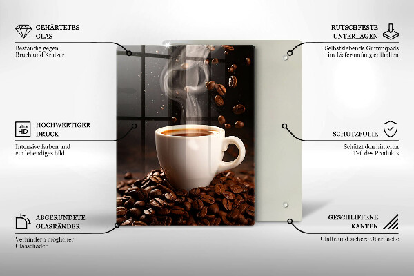 Steklena podloga za rezanje Vroča skodelica kave