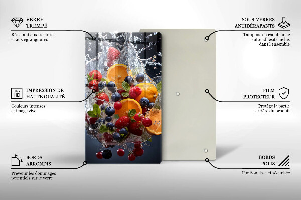 Steklena podloga za rezanje Sadje v vodi