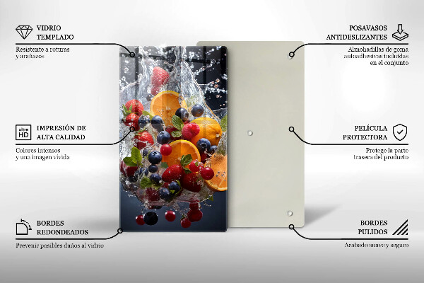 Steklena podloga za rezanje Sadje v vodi