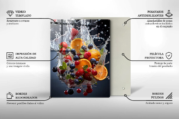 Steklena podloga za rezanje Sadje v vodi