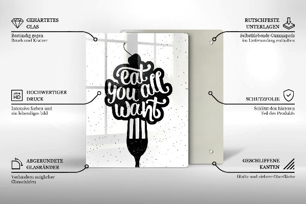 Steklena podloga za rezanje Eat all you want