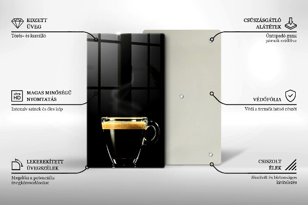 Steklena podloga za rezanje Kozarec črne kave