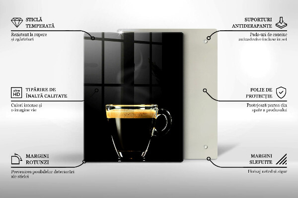 Steklena podloga za rezanje Kozarec črne kave