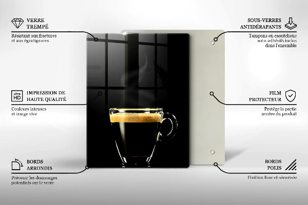 Steklena podloga za rezanje Kozarec črne kave