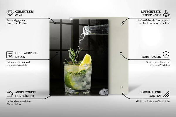 Steklena podloga za rezanje Kozarec vode