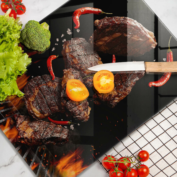 Steklena podloga za rezanje Meso na žaru