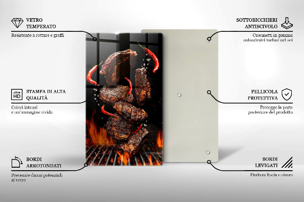 Steklena podloga za rezanje Meso na žaru