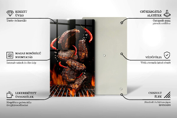Steklena podloga za rezanje Meso na žaru