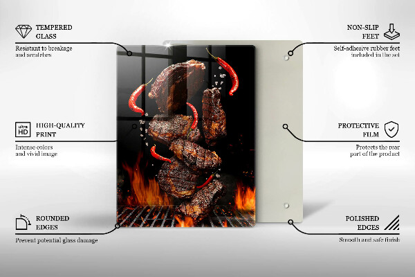 Steklena podloga za rezanje Meso na žaru