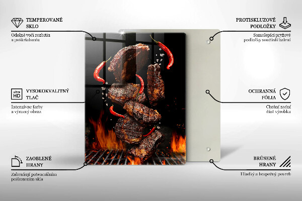 Steklena podloga za rezanje Meso na žaru